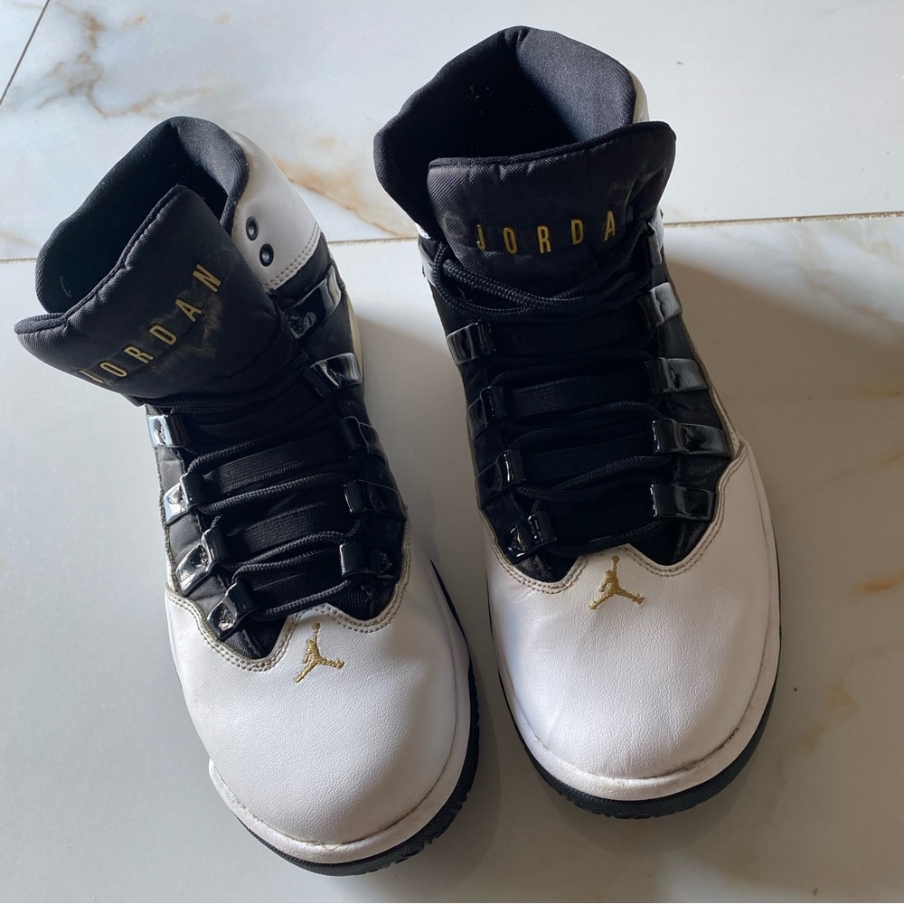 Jordan Retro High Black White Gold Sneakers